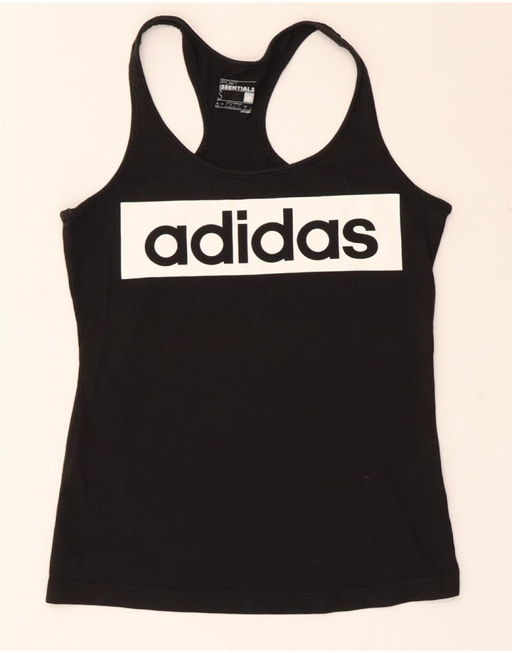 ADIDAS Mujer Climalite Graphic Chaleco Top UK 8/10 Pequeño Negro