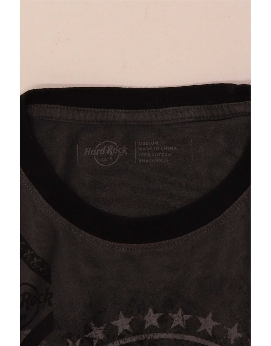 Hard Rock Cafe Mens Chicago Graphic Camiseta Top Algodón Gris Medio