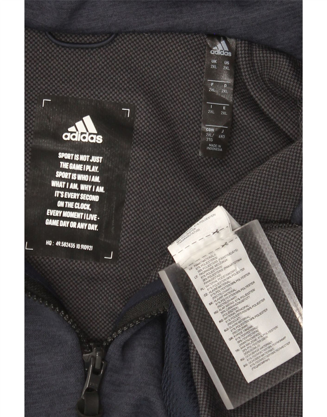 Adidas Sudadera con capucha y cremallera para hombre 2XL Poliéster azul marino
