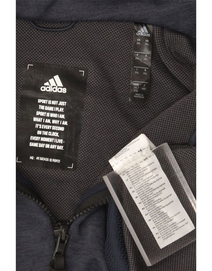 Adidas Sudadera con capucha y cremallera para hombre 2XL Poliéster azul marino