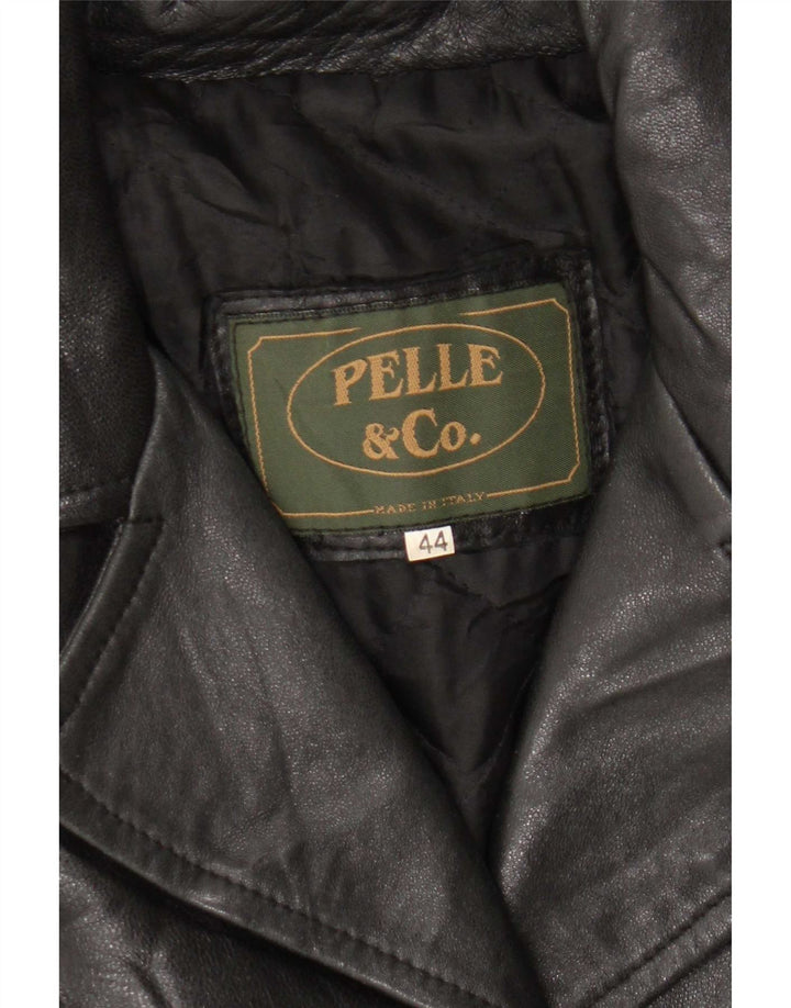 Abrigo de cuero vintage para mujer IT 44 Medio Negro