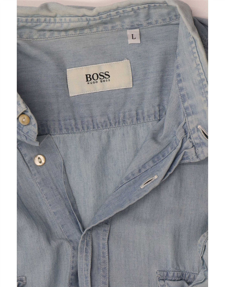 Camisa Hugo Boss Hombre Grande Azul