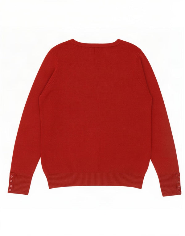 Marks & Spencer Suéter con Cuello en V para Mujer UK 46 Grande Acrílico Rojo