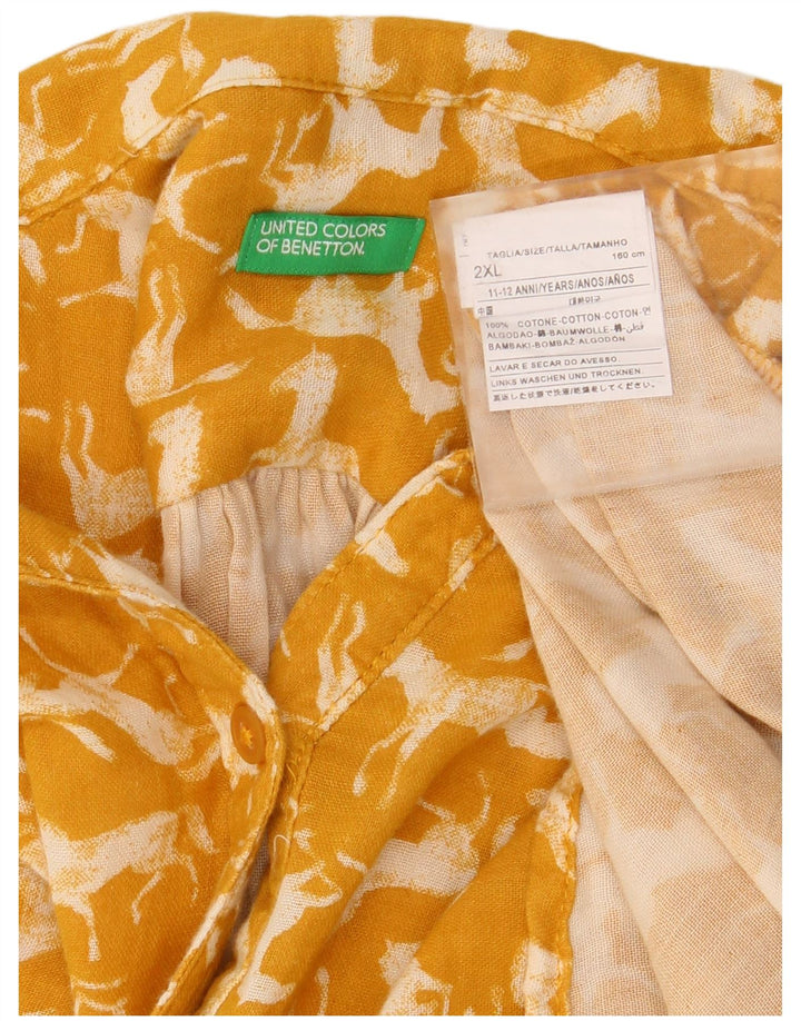 BENETTON Blusa Niña 11-12 Años 2XL Amarillo Estampado Animal Algodón