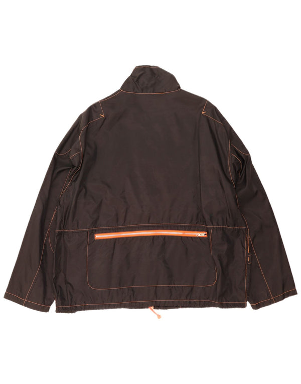 Vintage hombres chaqueta de lluvia Reino Unido 42 XL negro colorblock nylon