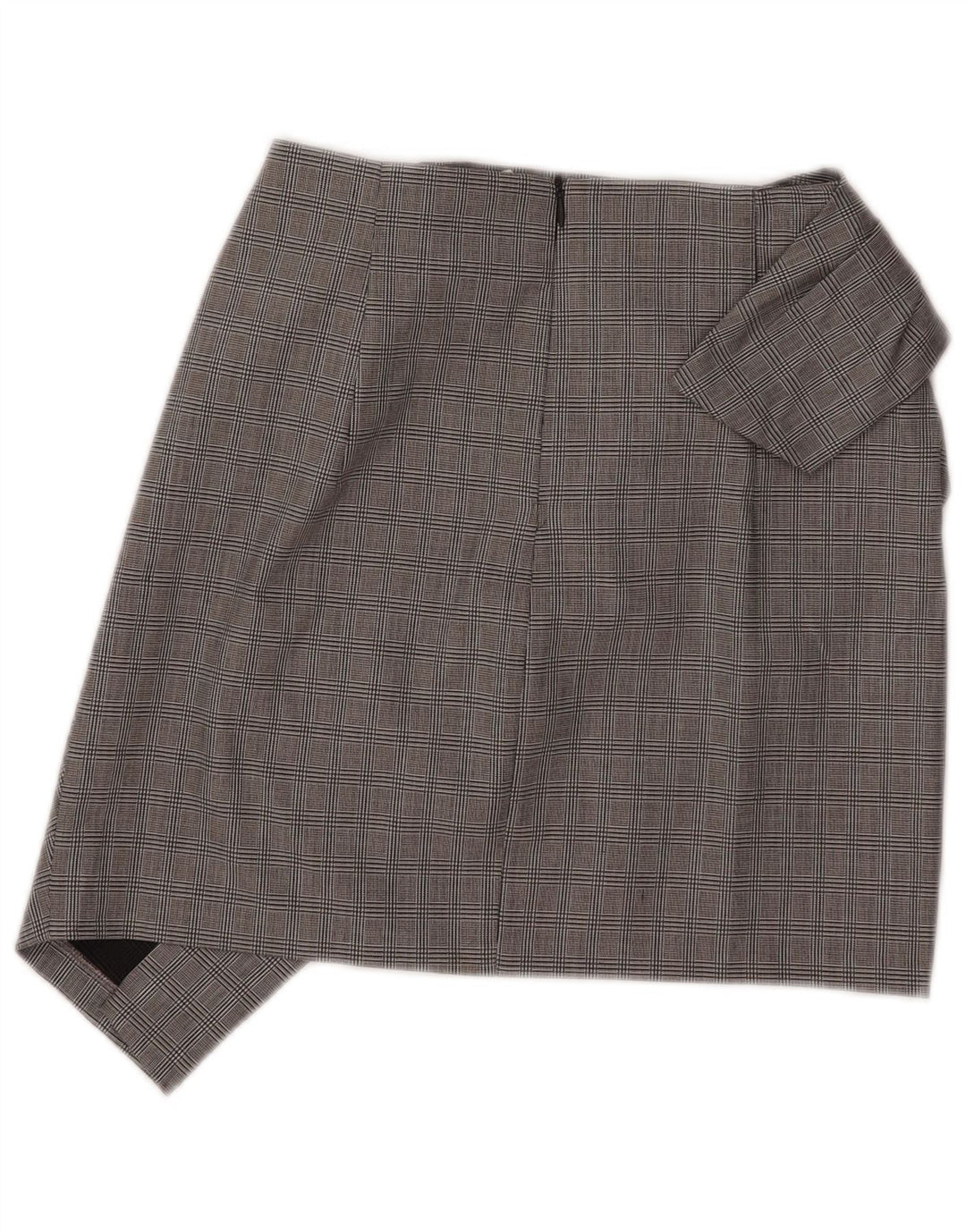 Zara Mujer Mini Falda Asimétrica XS W26 Poliamida Cuadros Gris