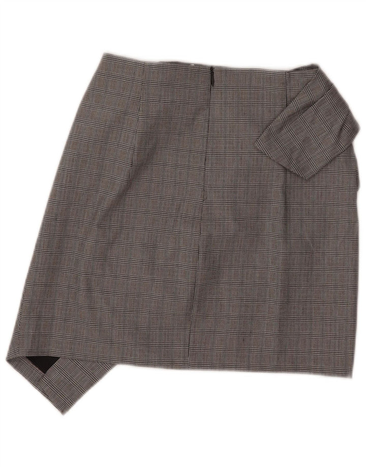Zara Mujer Mini Falda Asimétrica XS W26 Poliamida Cuadros Gris