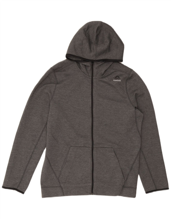 REEBOK Suéter con capucha y cremallera para hombre Poliéster gris medio