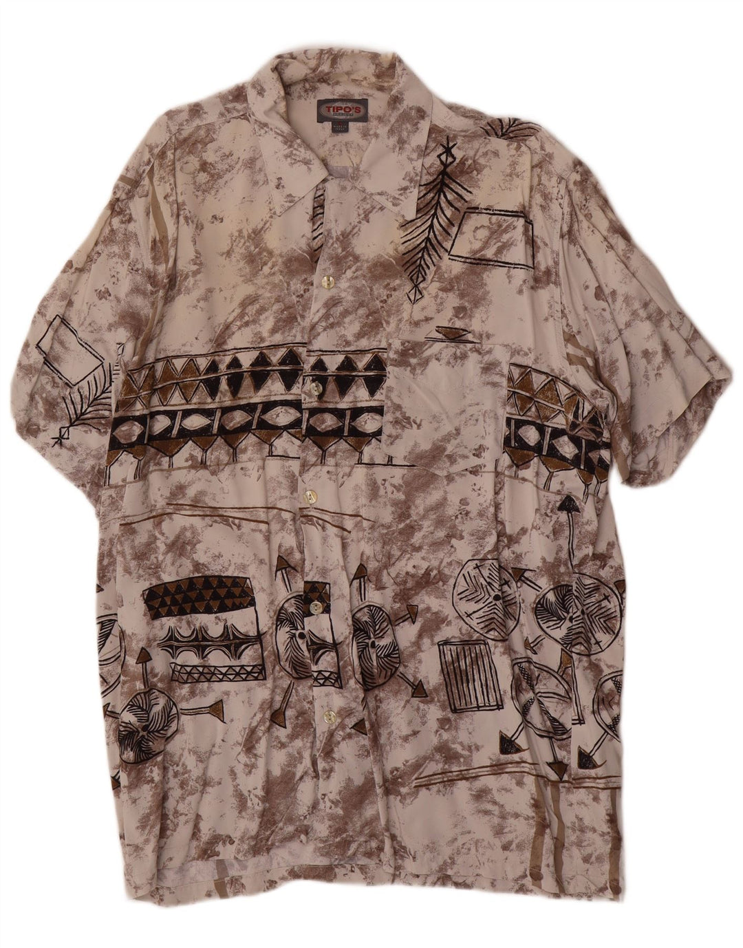Tipo' S Camisa de manga corta con estampado abstracto para hombre, talla grande, multicolor