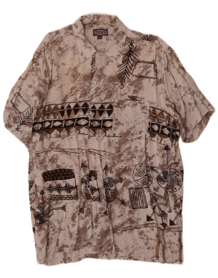 Tipo' S Camisa de manga corta con estampado abstracto para hombre, talla grande, multicolor