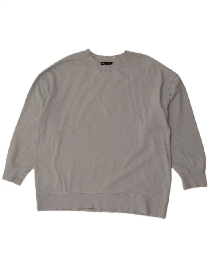 Zara Hombre Sudadera Jumper Large Azul Algodón