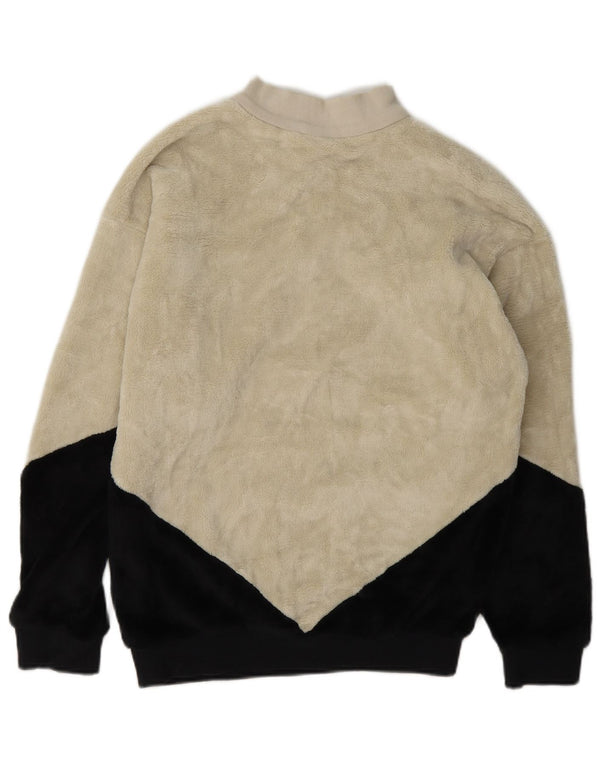 Adidas Jersey de forro polar extragrande con cuello y cremallera para mujer UK 8 Small Beige Colourblock