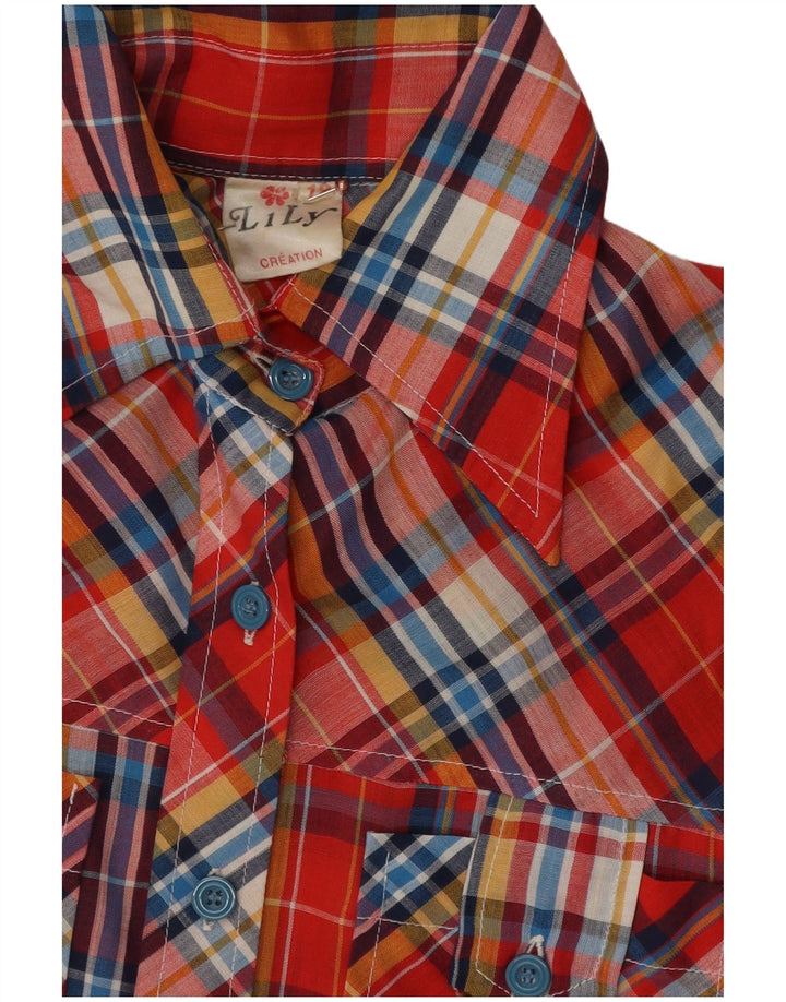 Camisa Niña Vintage 11-12 Años Cuadros Rojo Poliester