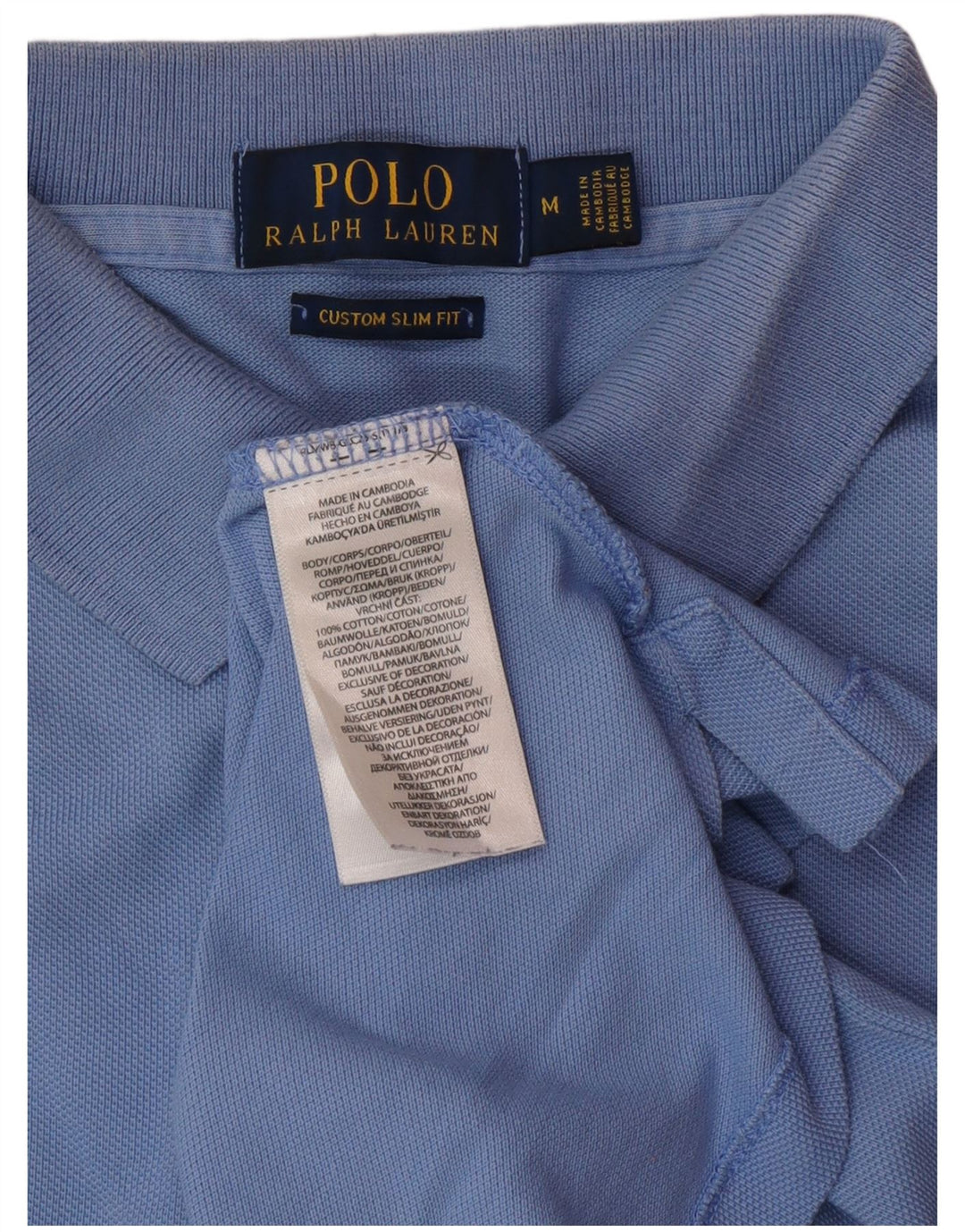 POLO RALPH LAUREN Polo ajustado personalizado para hombre Algodón azul medio
