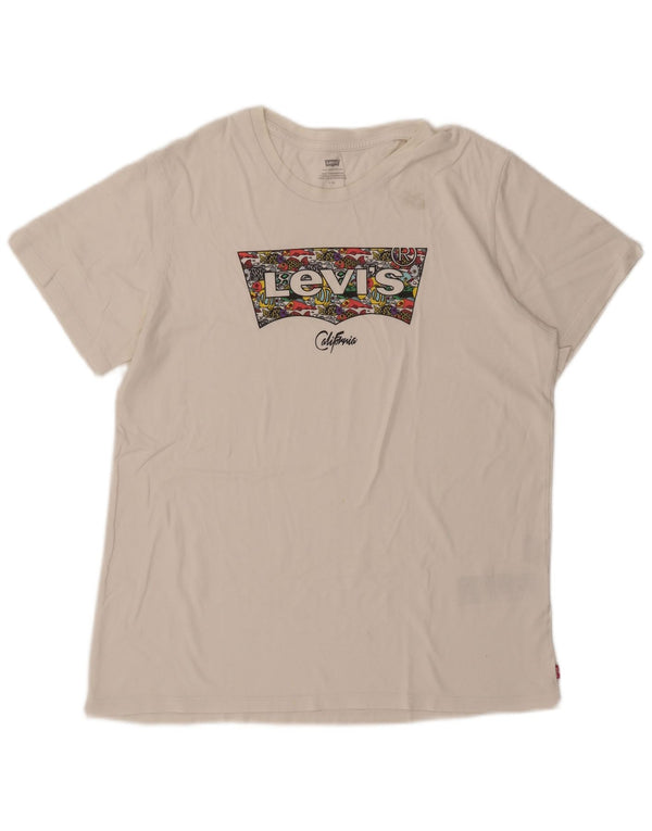 Levi's Camiseta gráfica para mujer Top UK 46 Large White Cotton