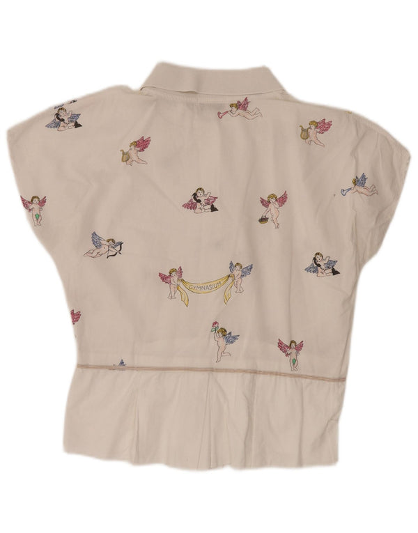 GYMNASIUM Blusa gráfica para mujer Top UK 40 Grande Algodón blanco roto