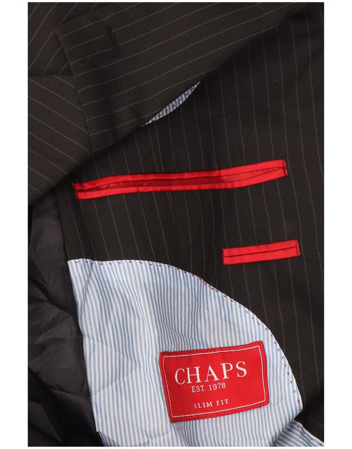 Chaps Chaqueta tipo blazer ajustada con 2 botones para hombre UK 40 Large Black Pinstripe