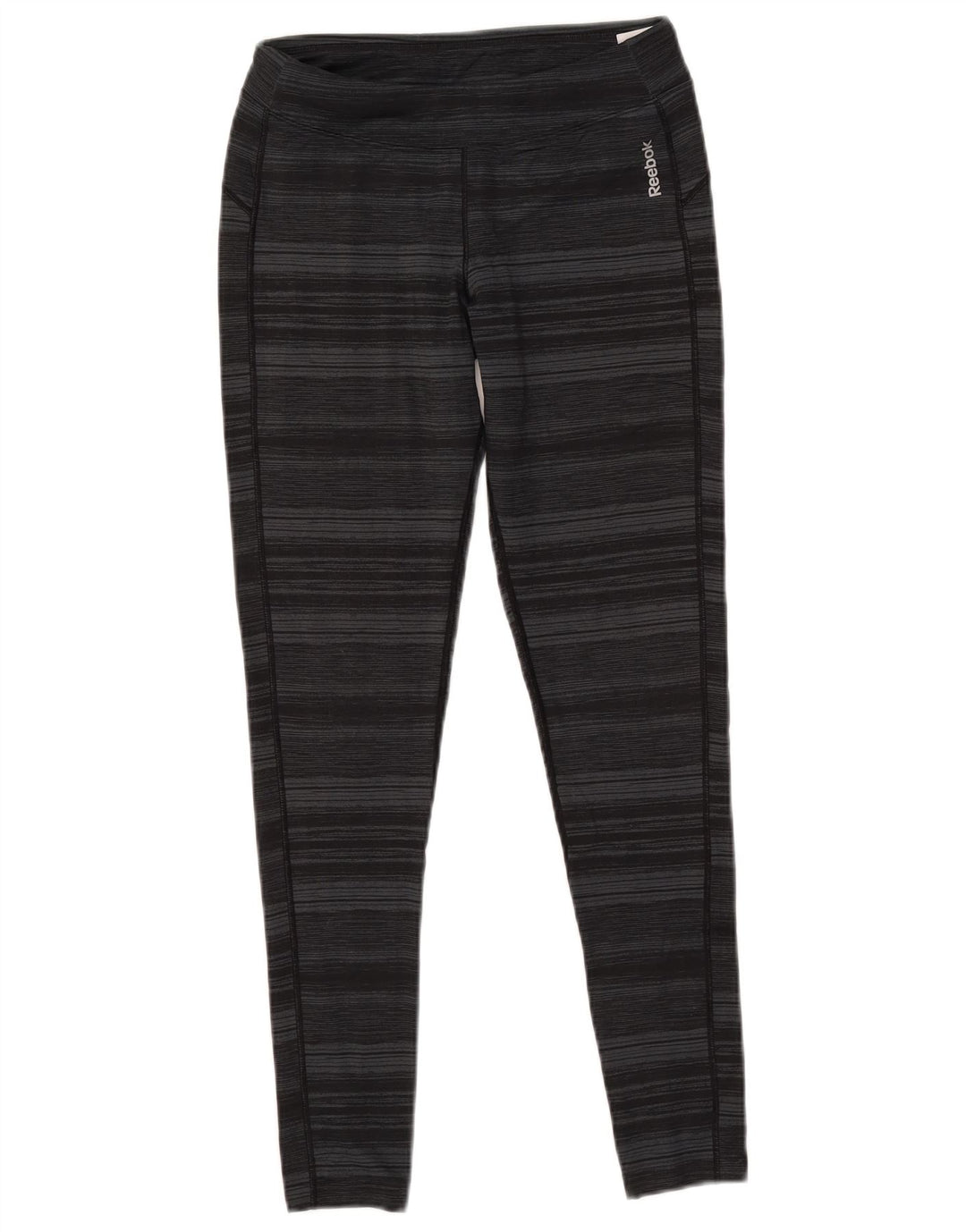 REEBOK Leggings para mujer Reino Unido 10 Pequeño Gris Poliéster a rayas