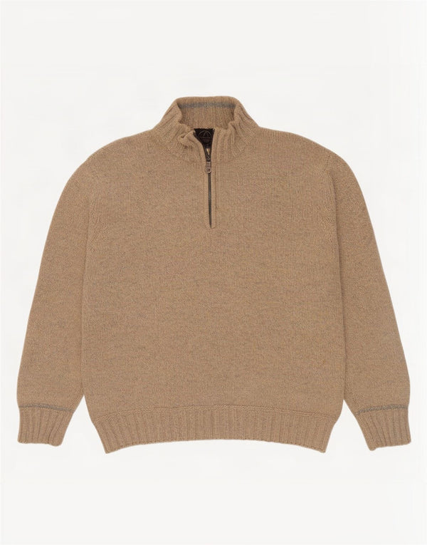 Murphy & Nye Suéter tipo jersey con cuello y cremallera para hombre XL Lana moteada en beige