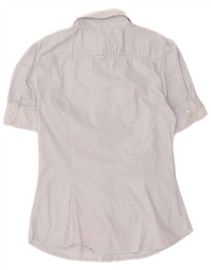 Zara Mujer Camisa Manga Corta UK 44 Medium White Pinstripe