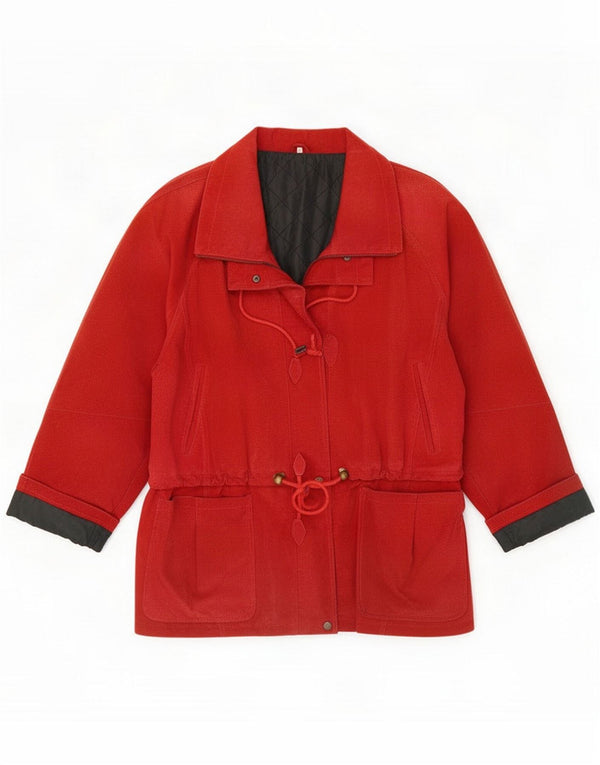 Vintage mujer abrigo de ante de gran tamaño EU 44 XL bloque de color rojo