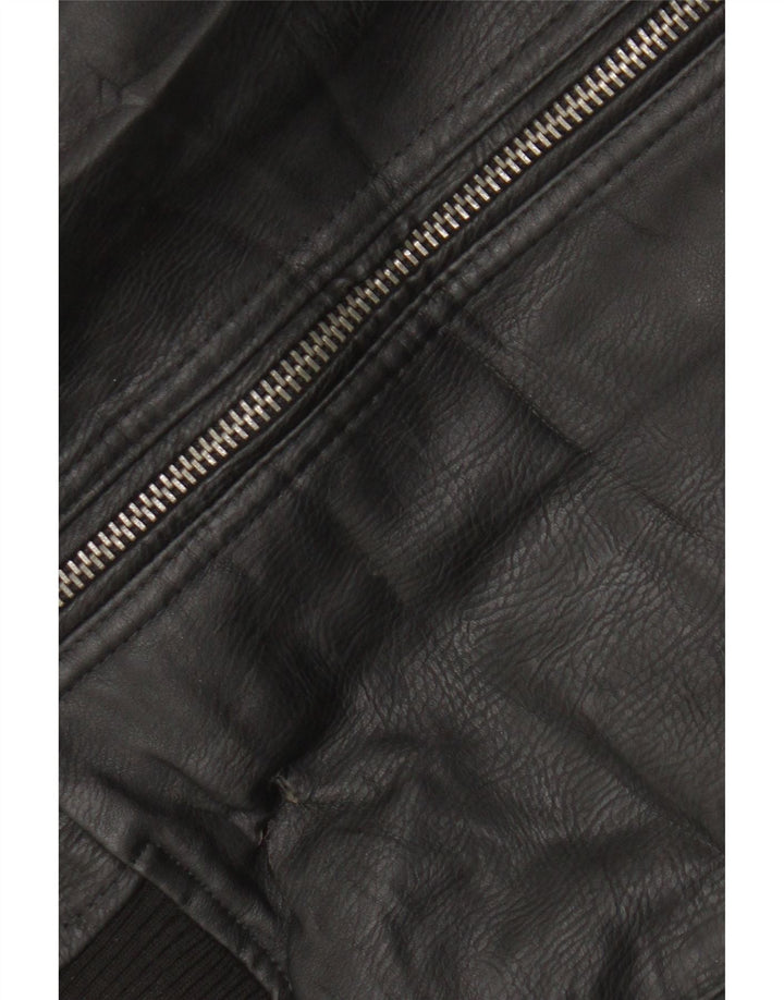 Chaqueta bomber Identic para hombre de piel sintética estilo motor UK 42 XL Poliéster negro