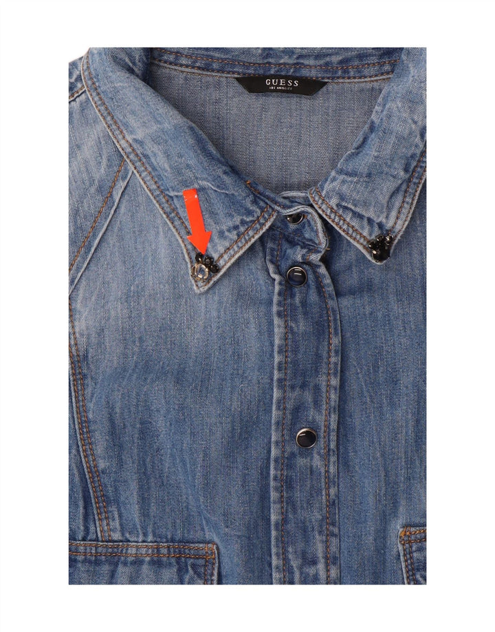 GUESS Camisa vaquera para mujer UK 44 Azul medio Floral