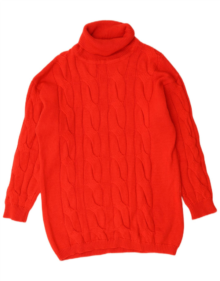 Vintage mujer rollo cuello jersey suéter Reino Unido 16 rojo grande