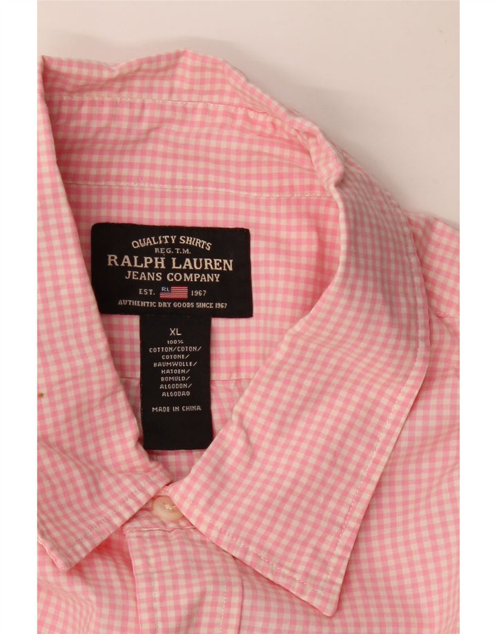 RALPH LAUREN Camisa Hombre XL Algodón Vichy Rosa
