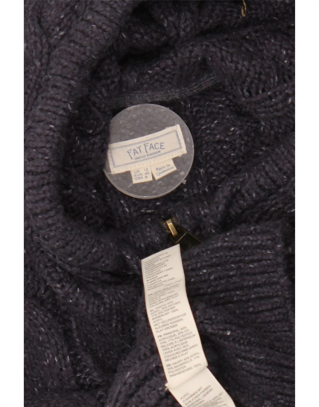 Fat Face - Cárdigan con capucha para mujer, talla 40, talla mediana, color azul marino
