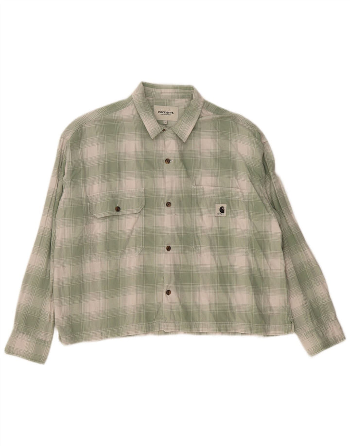 CARHARTT Camisa de hombre de algodón a cuadros verdes grandes