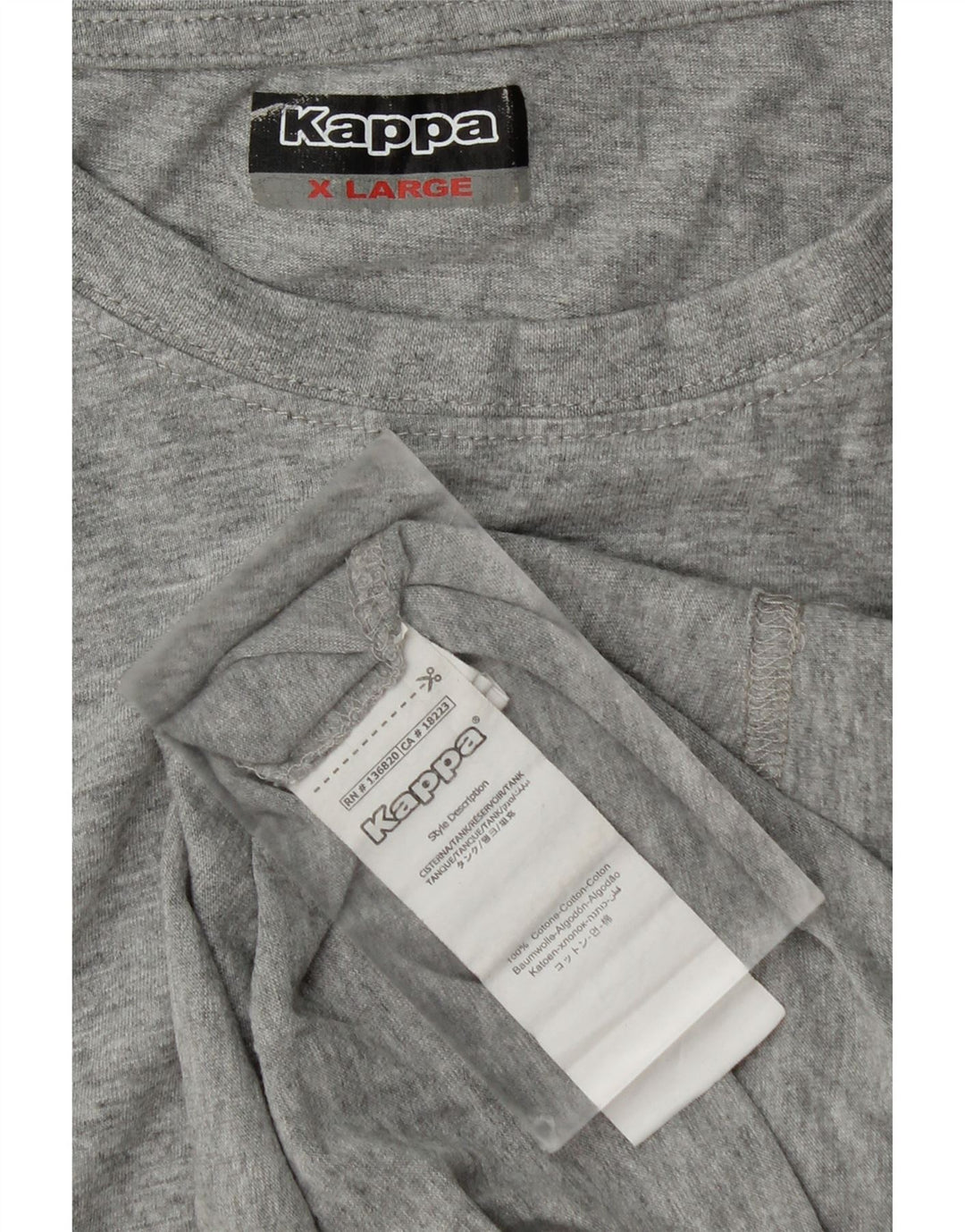 Kappa Hombre Chaleco Top XL Algodón Moteado Gris