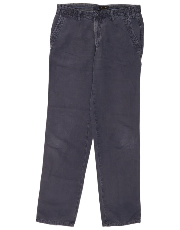 Massimo Dutti Pantalón Chino Recto Hombre EU 44 Large W32 L34 Azul Marino