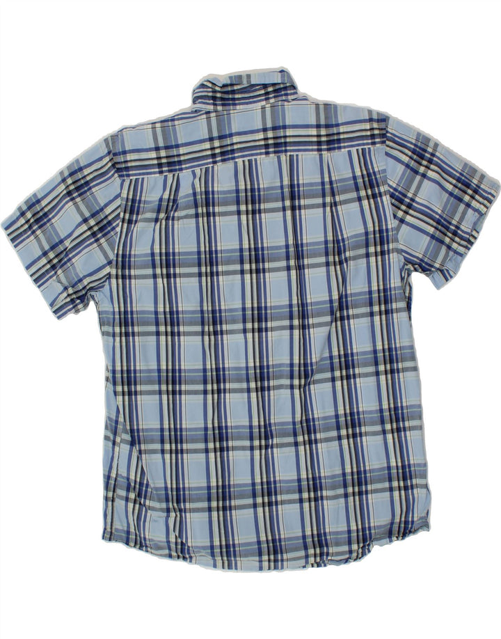 IZOD Mens Slim Short Sleeve Shirt Large Blue Check Cotton Vintage Izod and Second-Hand Izod from Messina Hembry 