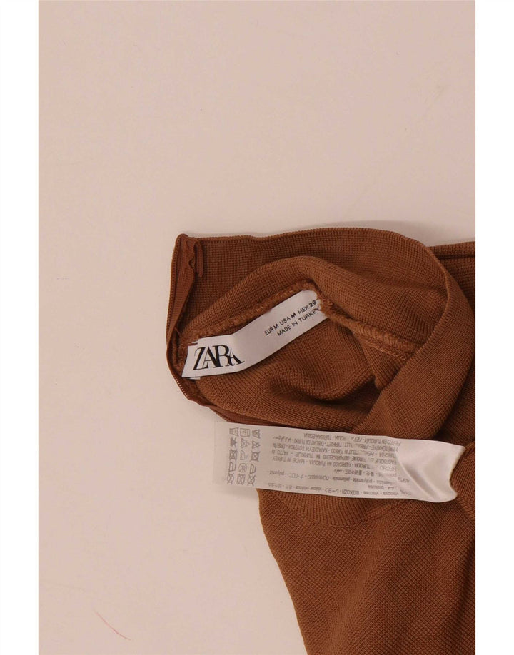 Zara Mujer Blusa Corta Top UK 42 Viscosa Beige Medio