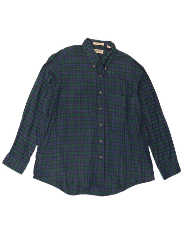 Camisa de franela vintage para hombre XL Algodón a cuadros verdes