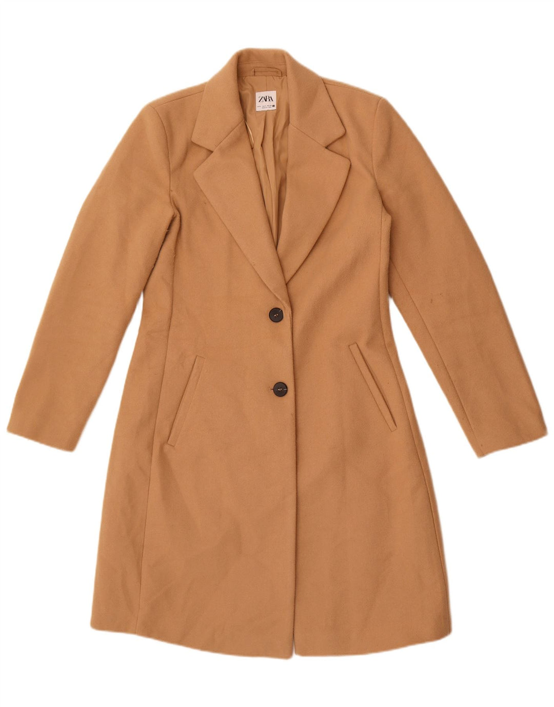 Zara Mujer Abrigo UK 10 Pequeño Poliéster Beige