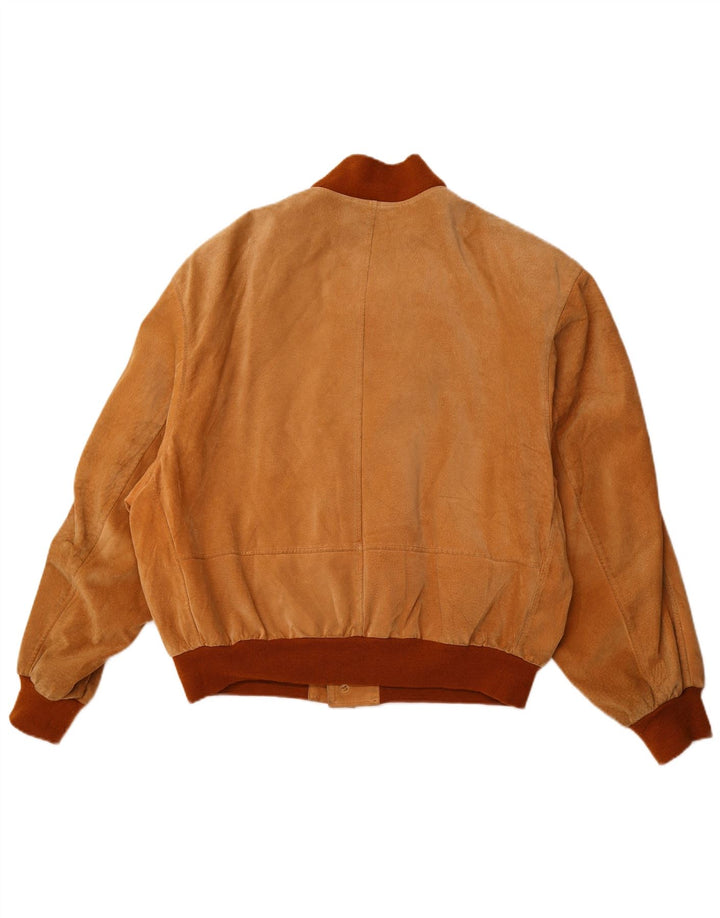 VINTAGE Chaqueta bomber de ante para hombre Reino Unido 42 XL Cuero marrón