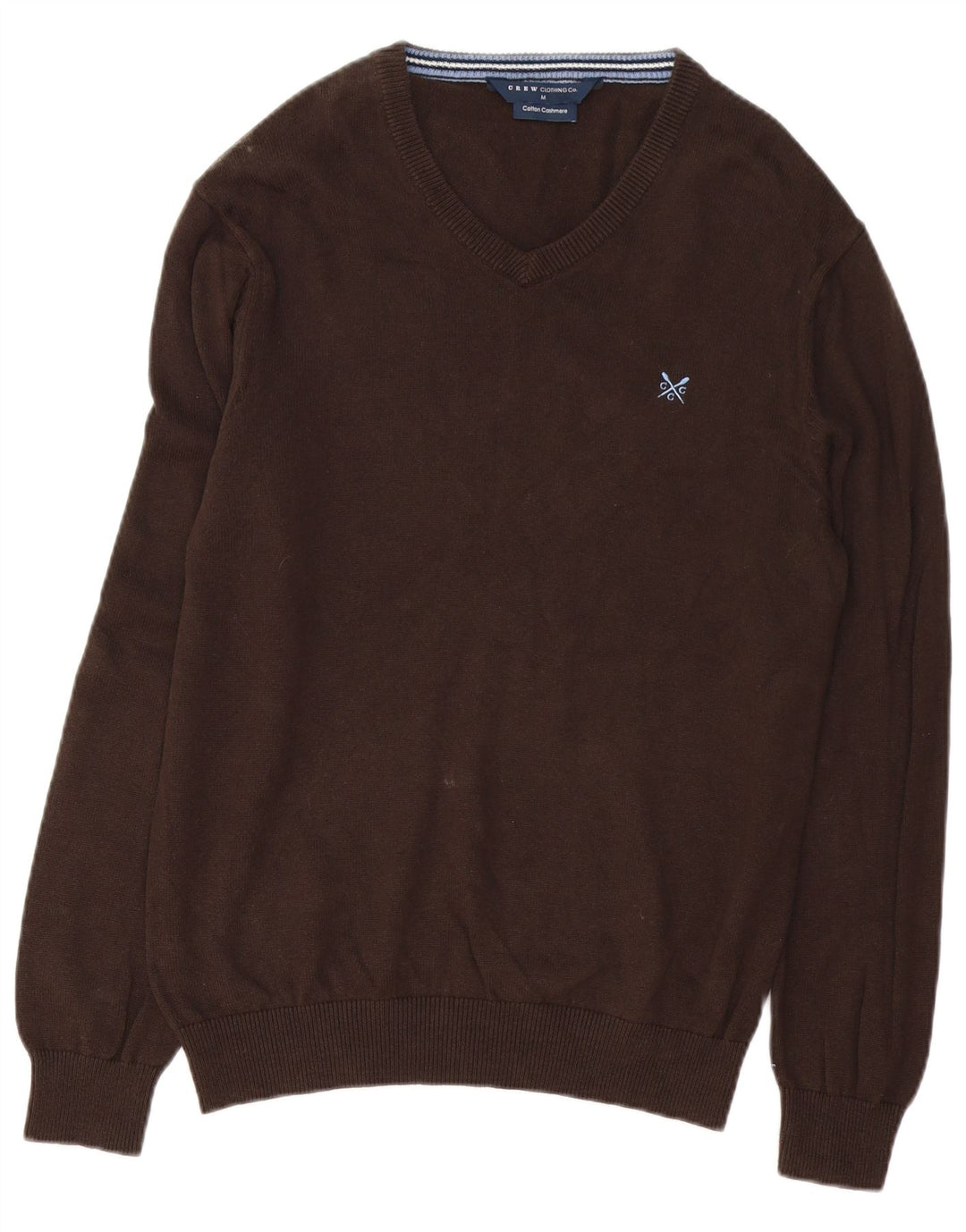 Crew Clothing - Jersey con cuello en V para hombre, algodón marrón medio