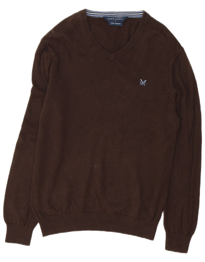 Crew Clothing - Jersey con cuello en V para hombre, algodón marrón medio
