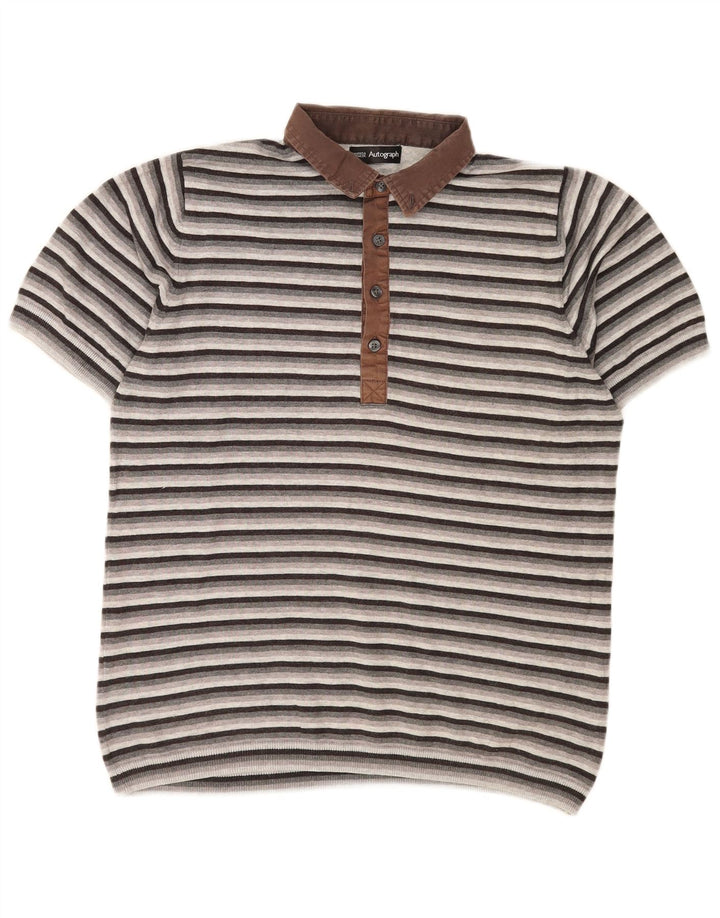Marks & Spencer Polo Autograph para hombre Poliéster a rayas gris medio