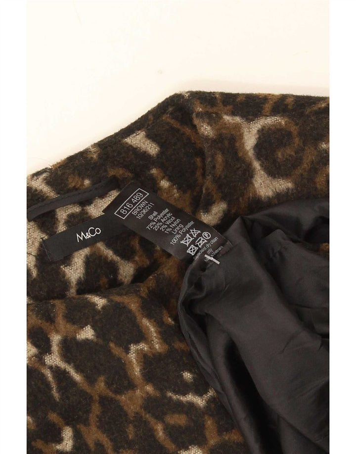 M&Co Abrigo abierto para mujer UK 8 Pequeño Marrón Estampado animal Poliéster