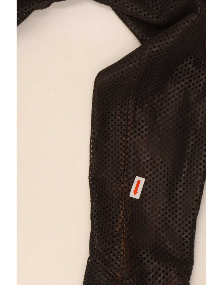 Eighth Sin Chaqueta motera de cuero para mujer UK 10 Small Brown