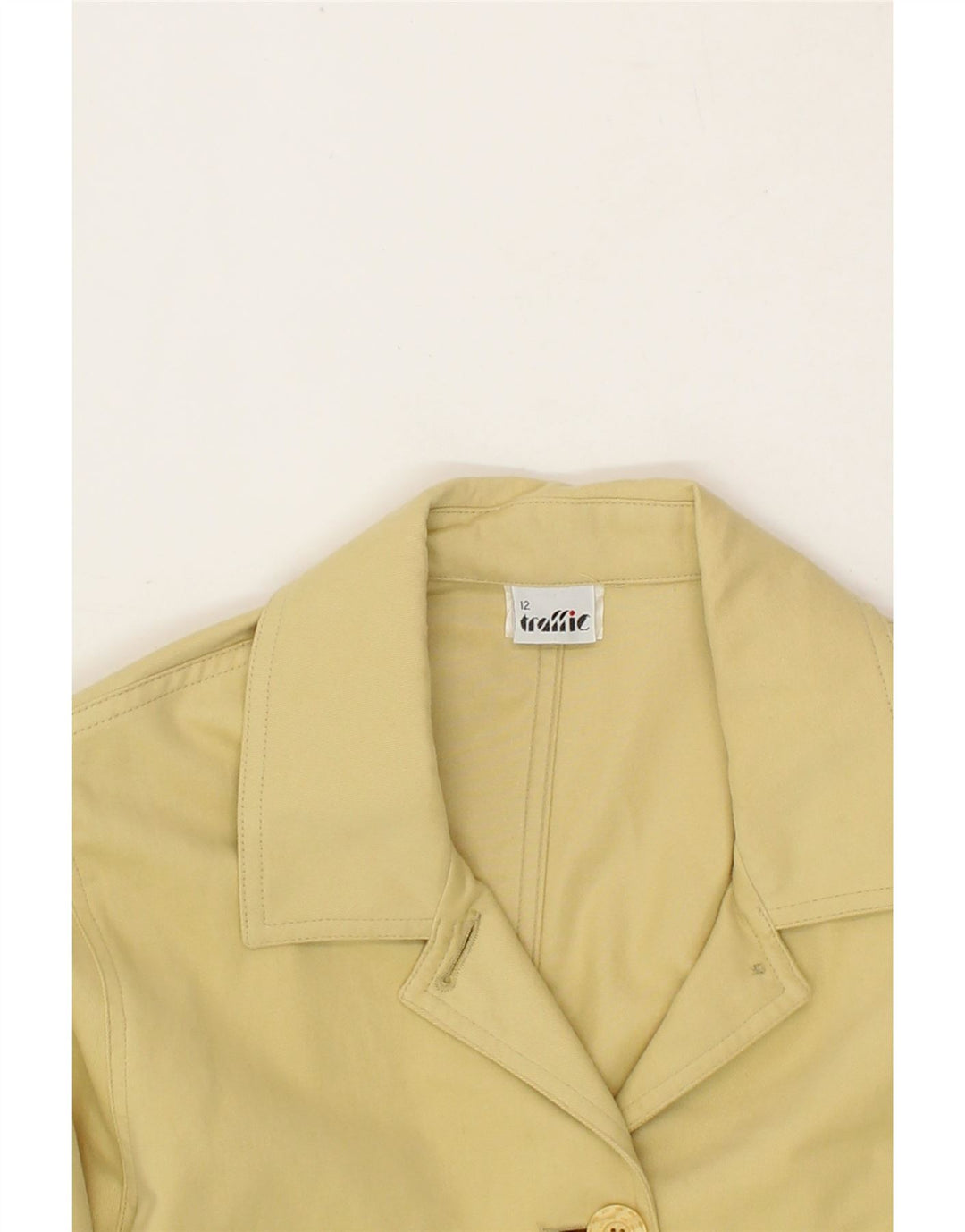 VINTAGE Womens 3 Button Blazer Jacket UK 12 Medium Yellow Cotton Vintage Vintage and Second-Hand Vintage from Messina Hembry 