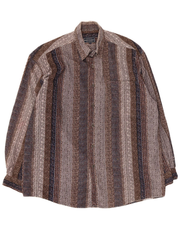 Camisa vintage para hombre grande a rayas multicolores
