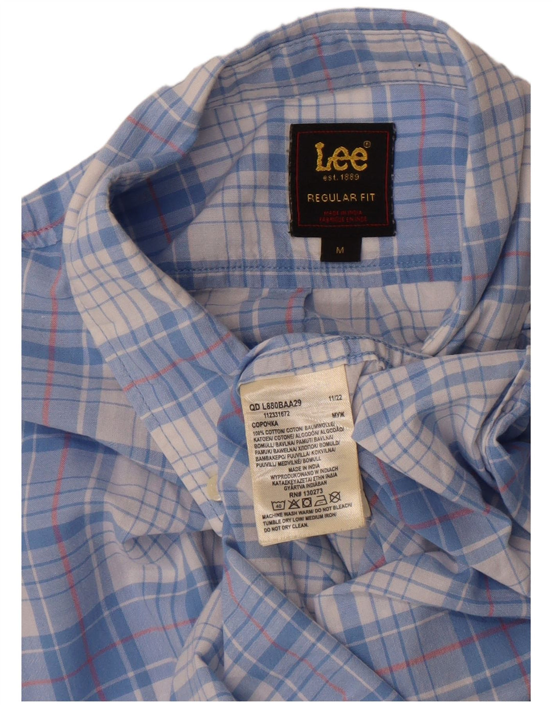 Camisa Lee Regular Fit De Algodón A Cuadros En Azul Medio