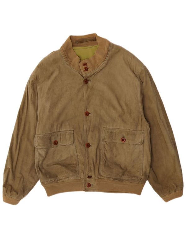 Scout Mens Suede Bomber Jacket UK 40 Large Green