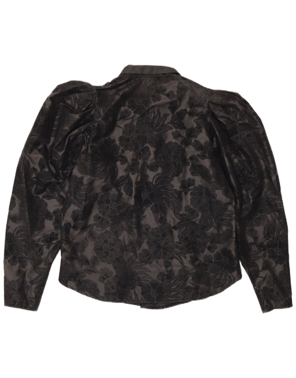Primavera Firenze Blusa para mujer UK 40 Mediano Negro Floral Poliéster