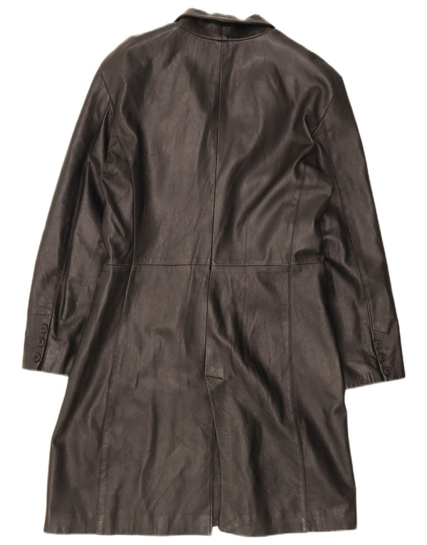 Vintage mujer cuero abrigo Reino Unido 18 XL cuero negro