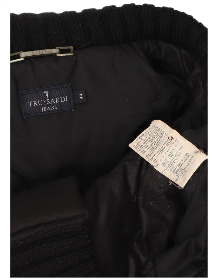 TRUSSARDI JEANS Chaqueta acolchada con capucha para mujer IT 44 Medium Negro Poliamida